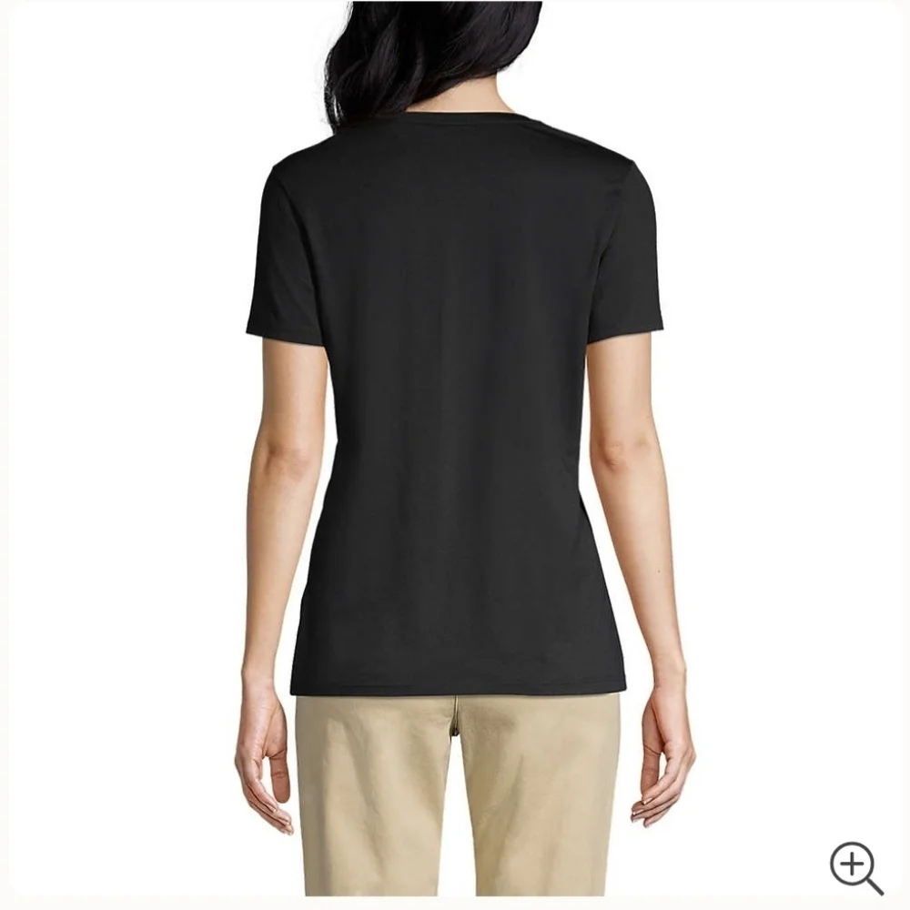 Lands' End Small Black Suprima Cotton V Neck Top New In Package - Picture 2 of 4